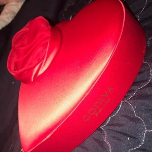 cool, red, heart shape container from Godiva.
